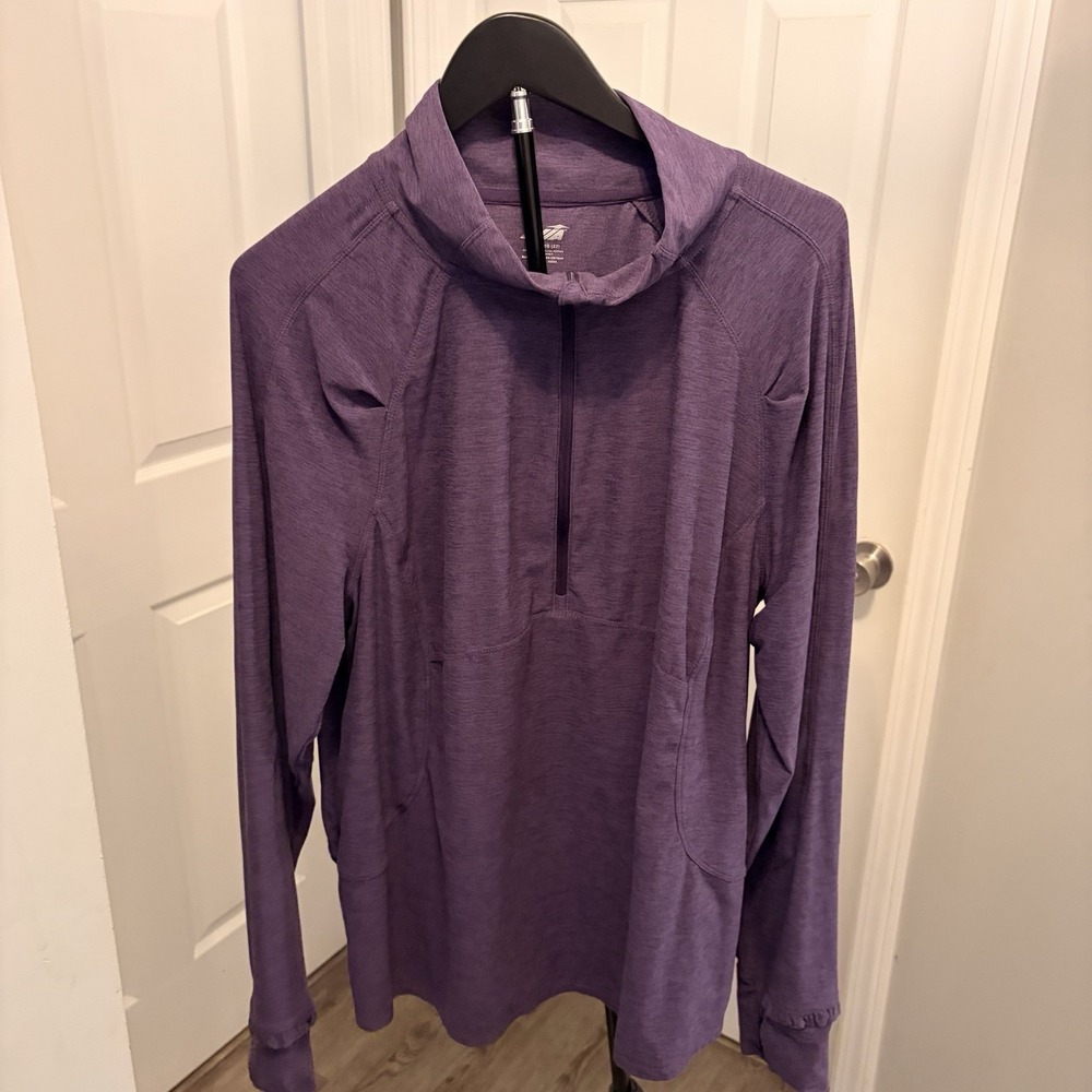 Avia Purple Heather Ruffle Half Zip Pullover Top 3XL Athleisure Everyday Layer
